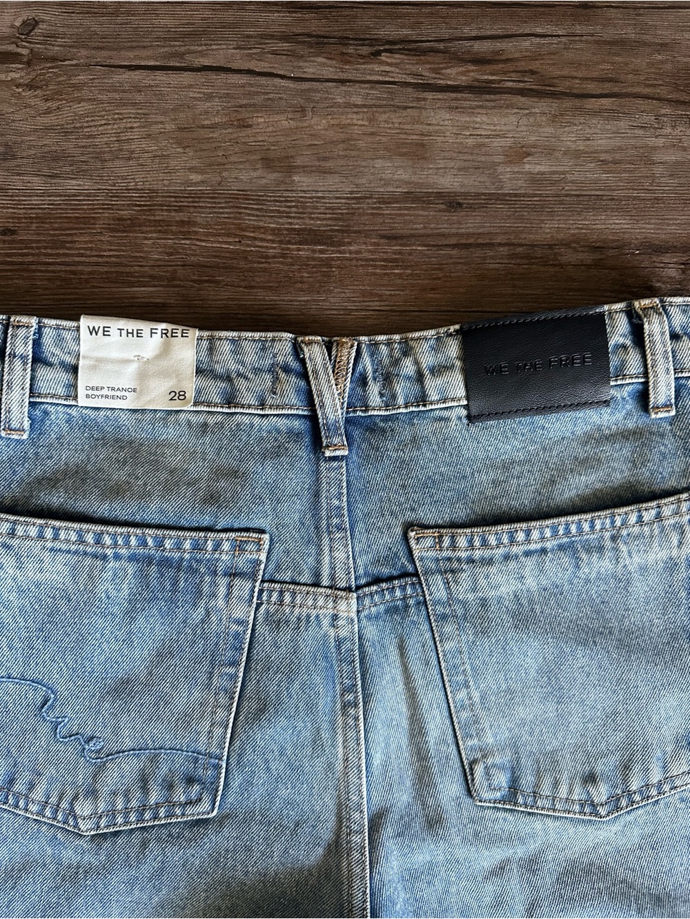NWT Free People We The Free Deep Trance Boyfriend Barrel Jeans, Glory Blue, 28 - Picture 4 of 6